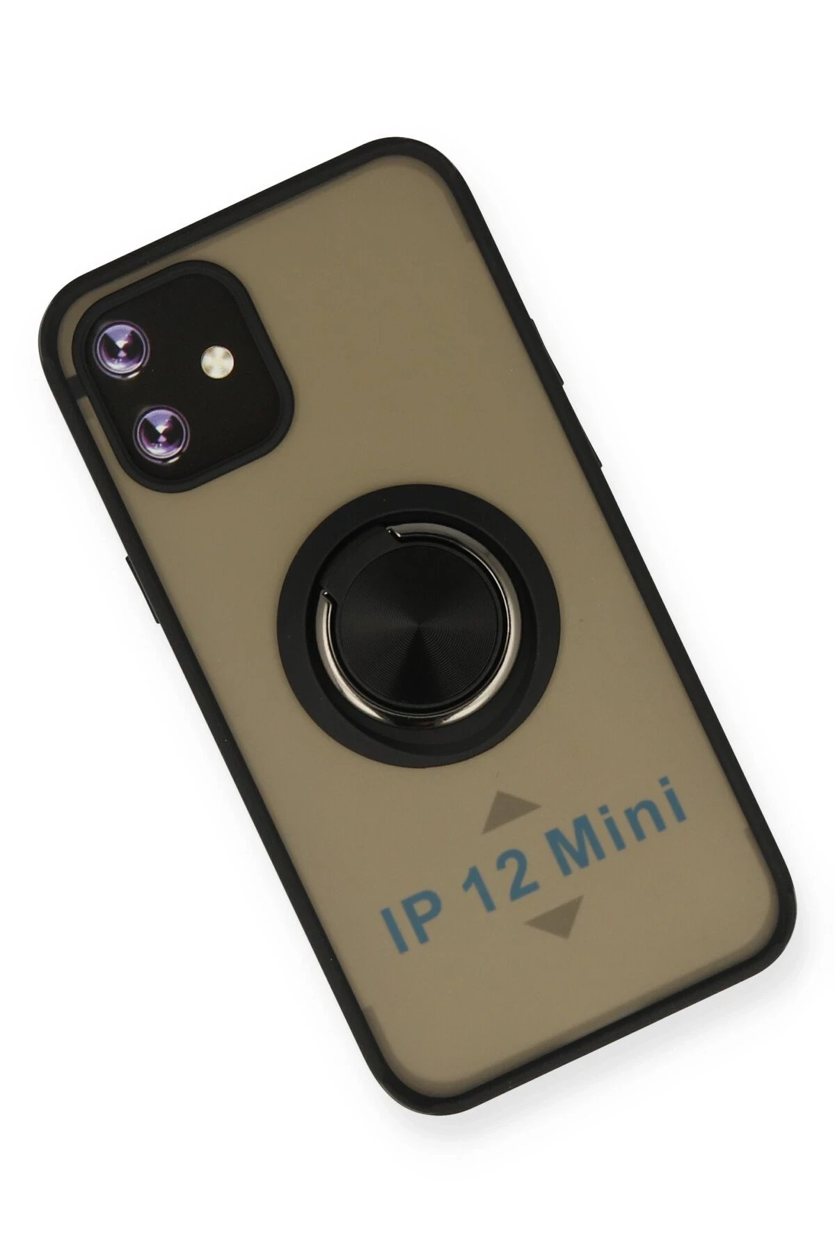 iPhone 12 Kılıf Montreal Yüzüklü Silikon Kapak - Siyah-(5796) - Görsel 3