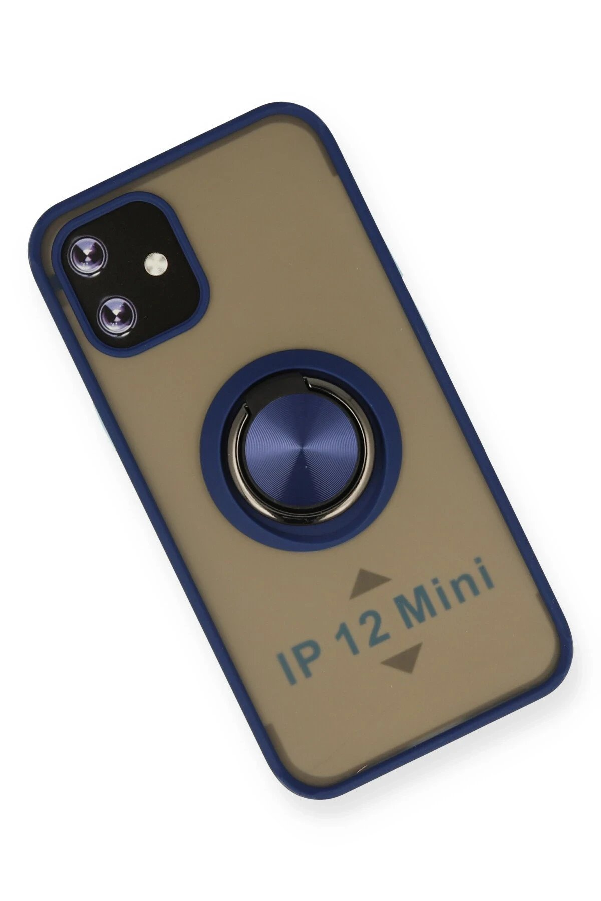 iPhone 12 Kılıf Montreal Yüzüklü Silikon Kapak - Lacivert-(5796) - Görsel 3