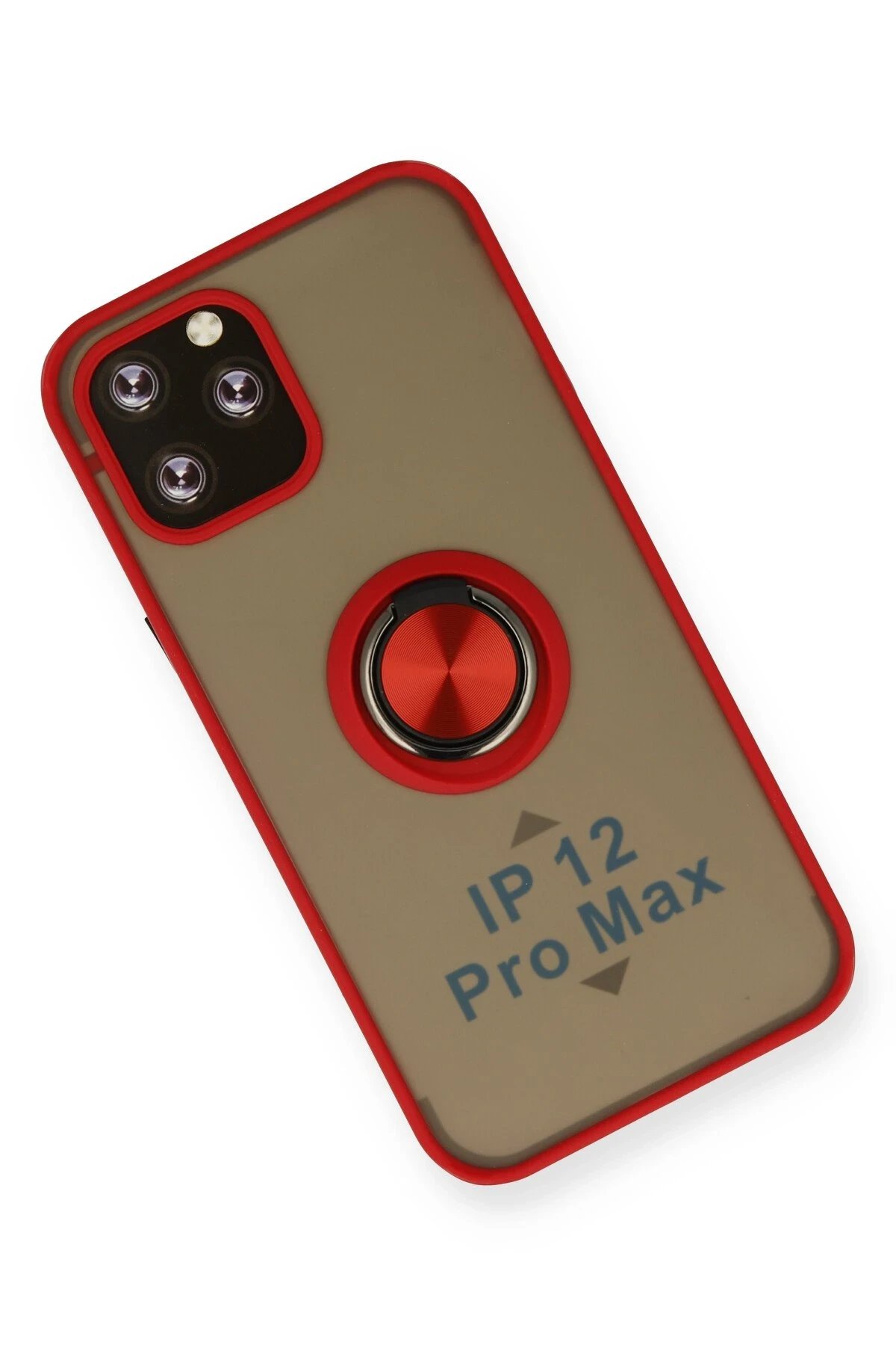 iPhone 12 Pro Kılıf Montreal Yüzüklü Silikon Kapak - Kırmızı-(5796) - Görsel 3