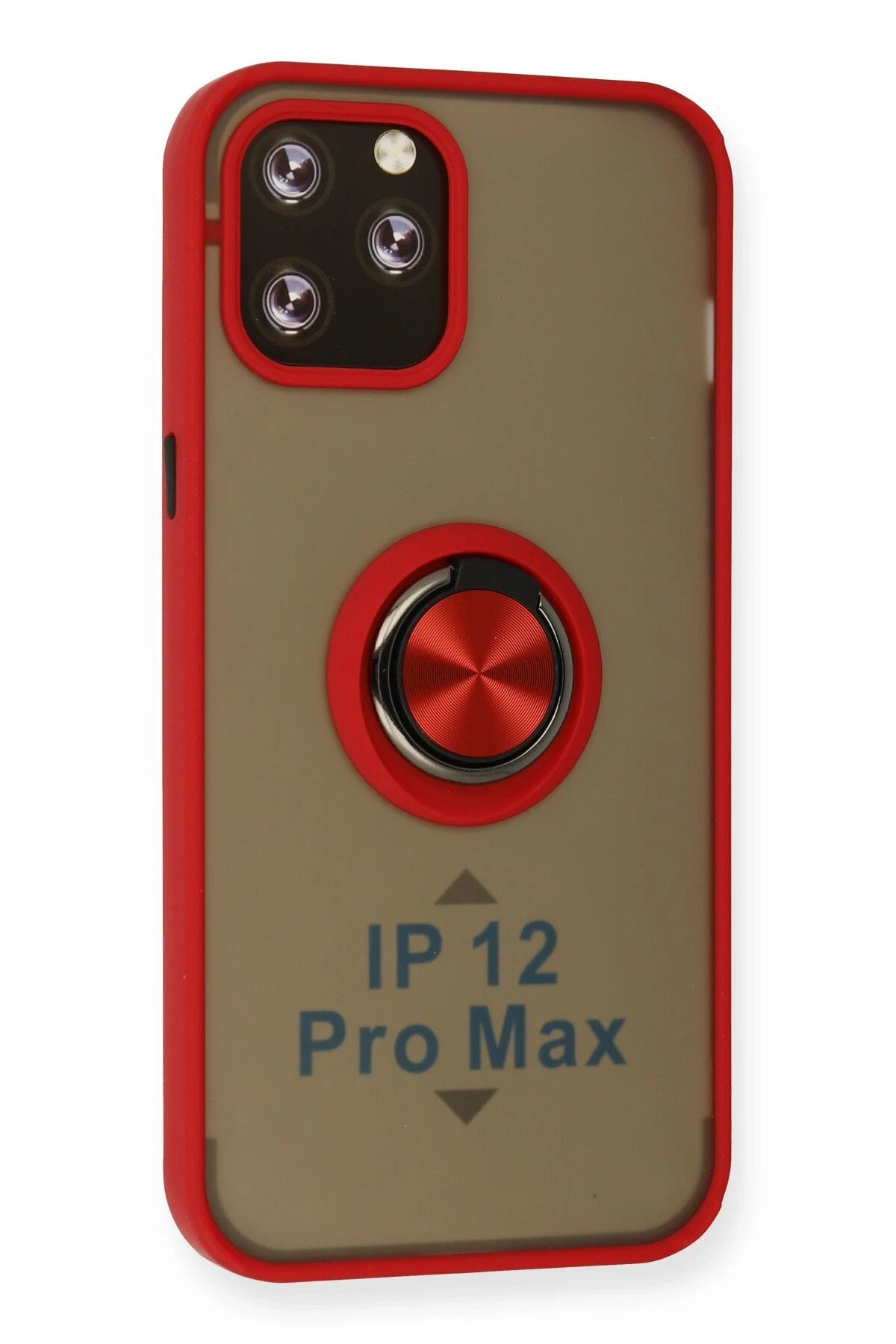 iPhone 12 Pro Max Kılıf Montreal Yüzüklü Silikon Kapak - Kırmızı-(5796) - Görsel 2