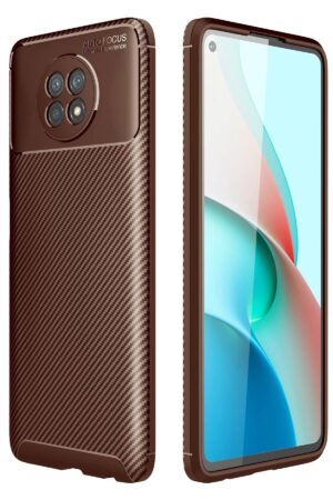 Xiaomi Redmi Note 9 5G Kılıf Auto Focus Karbon Kapak - Kahverengi-(5796)