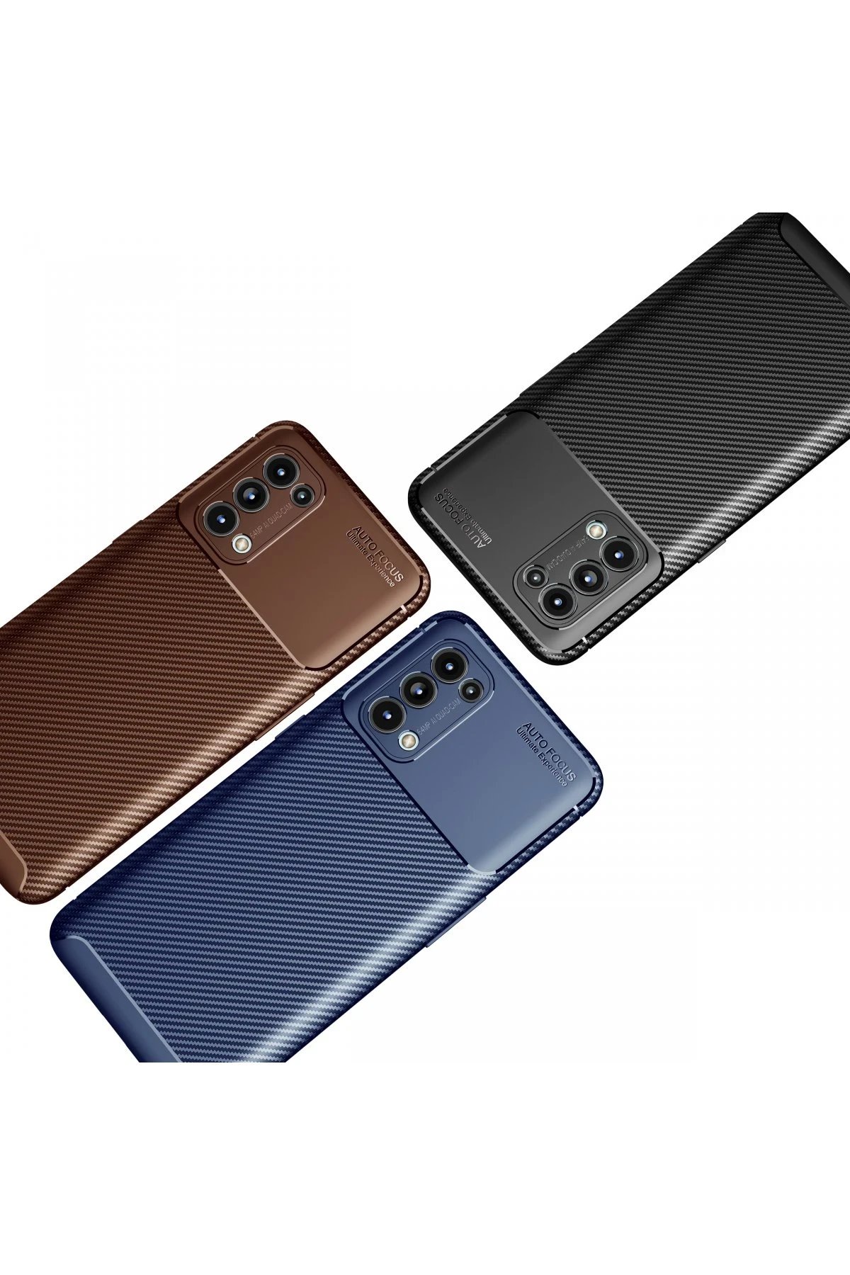 Oppo Reno 5 Kılıf Auto Focus Karbon Kapak - Kahverengi-(5796) - Görsel 3