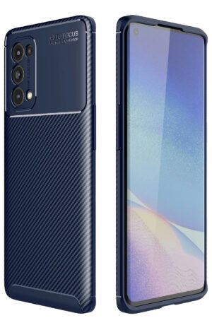 Oppo Reno 5 Pro Kılıf Auto Focus Karbon Kapak - Lacivert-(5796)