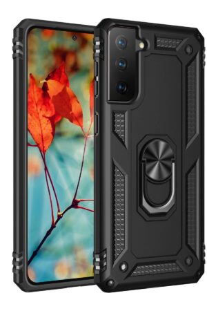 Samsung Galaxy S21 Kılıf Sofya Yüzüklü Silikon Kapak - Siyah-(5796)