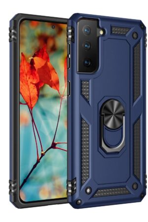 Samsung Galaxy S21 Kılıf Sofya Yüzüklü Silikon Kapak - Lacivert-(5796)