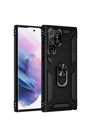 Samsung Galaxy S21 Ultra Kılıf Sofya Yüzüklü Silikon Kapak - Siyah-(5796)