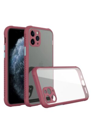 iPhone 11 Pro Max Kılıf Miami Şeffaf Silikon - Fuşya-(5796)