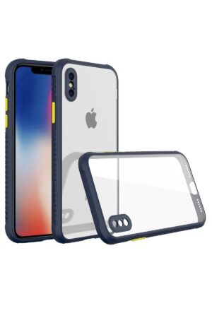 iPhone XS Max Kılıf Miami Şeffaf Silikon - Lacivert-(5796)