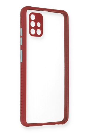 Samsung Galaxy A51 Kılıf Miami Şeffaf Silikon - Fuşya-(5796)