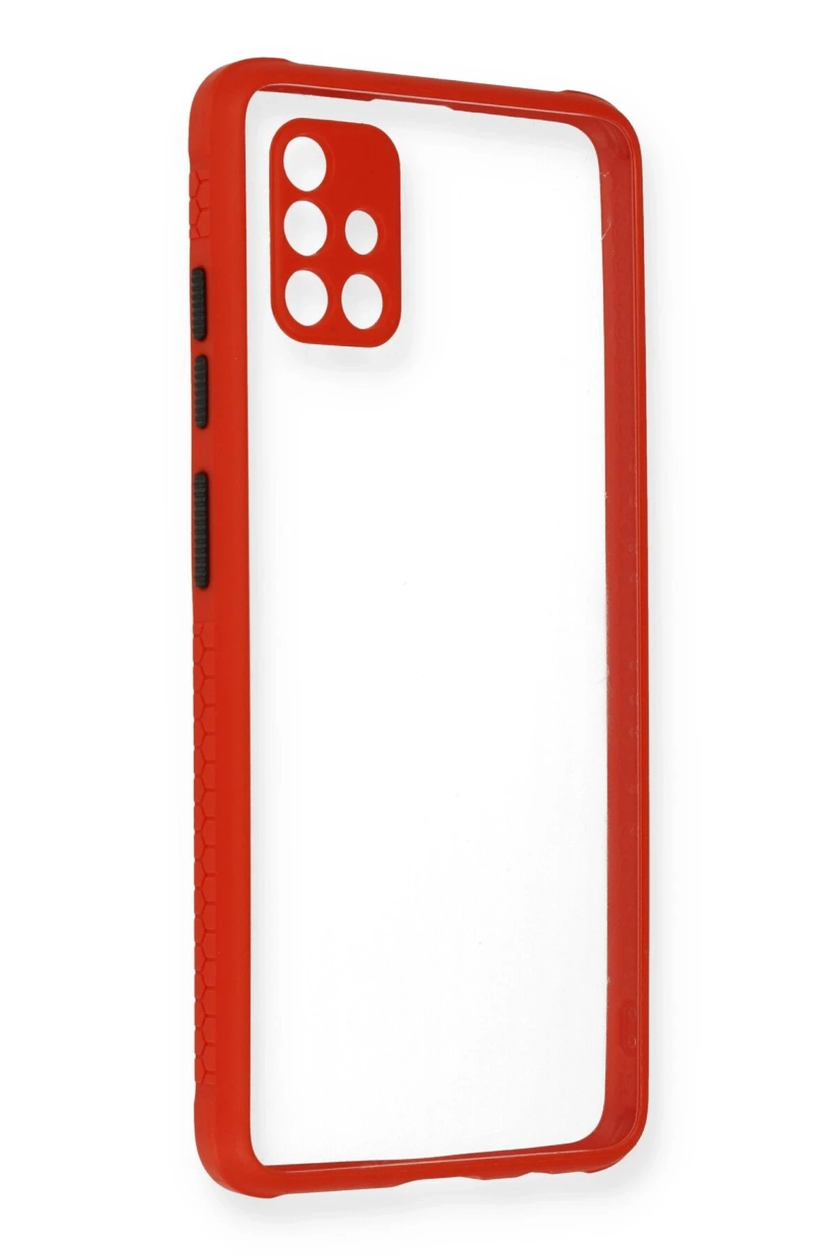 Samsung Galaxy A71 Kılıf Miami Şeffaf Silikon - Kırmızı-(5796)