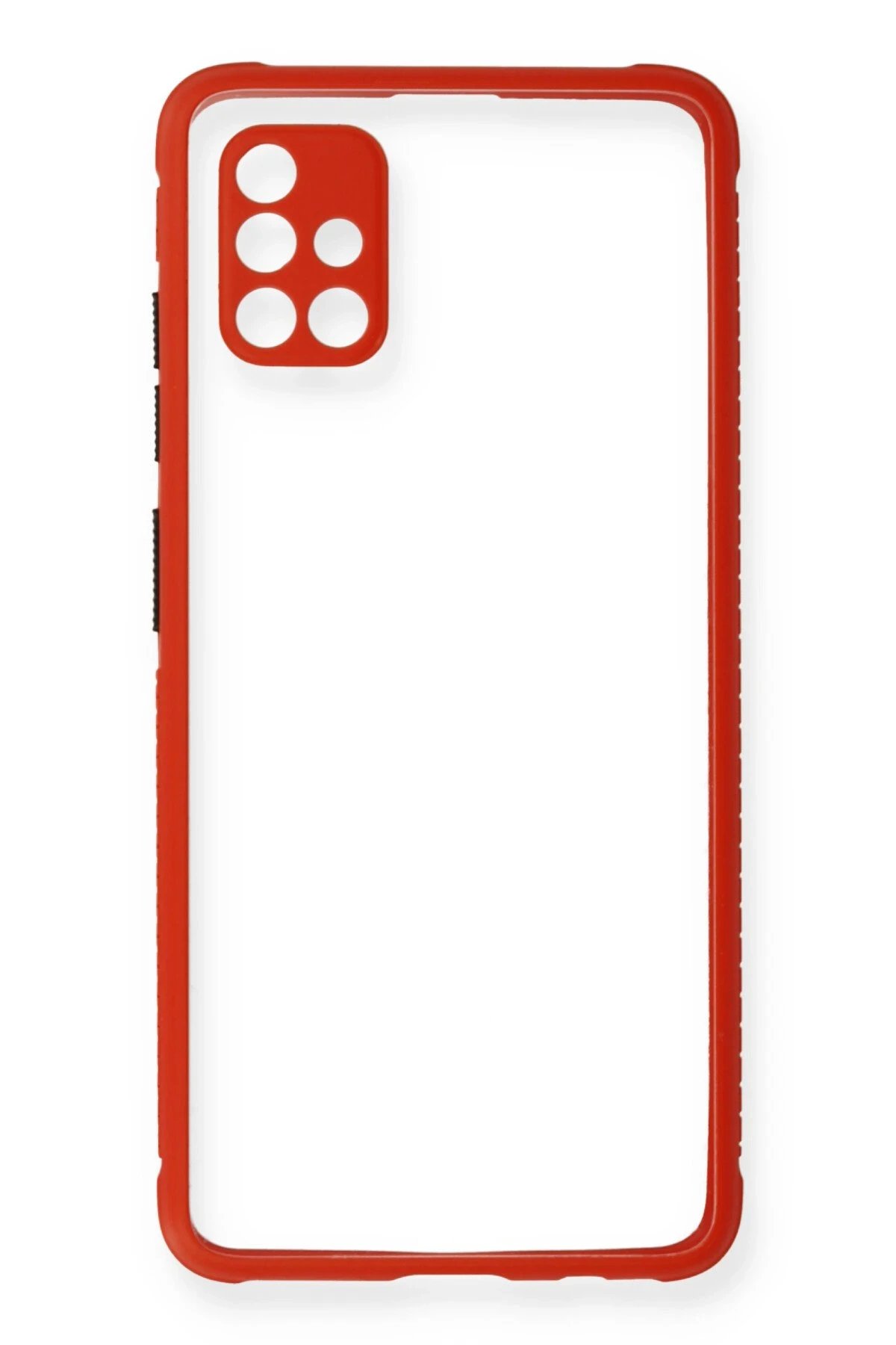 Samsung Galaxy A71 Kılıf Miami Şeffaf Silikon - Kırmızı-(5796) - Görsel 2