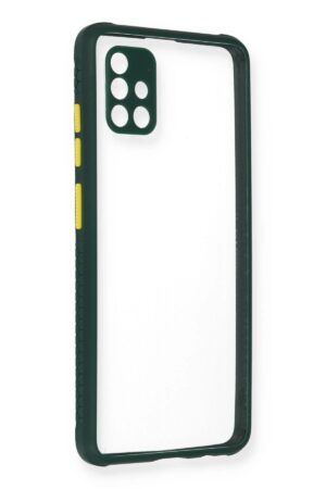 Samsung Galaxy A71 Kılıf Miami Şeffaf Silikon - Koyu Yeşil-(5796)