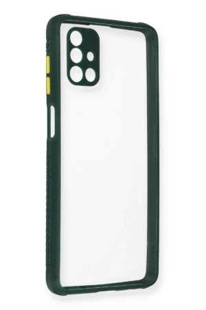 Samsung Galaxy M51 Kılıf Miami Şeffaf Silikon - Koyu Yeşil-(5796)