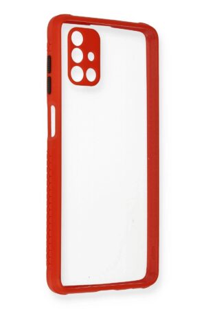 Samsung Galaxy M51 Kılıf Miami Şeffaf Silikon - Kırmızı-(5796)
