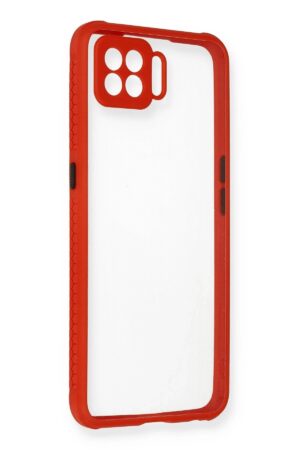 Oppo A73 Kılıf Miami Şeffaf Silikon - Kırmızı-(5796)