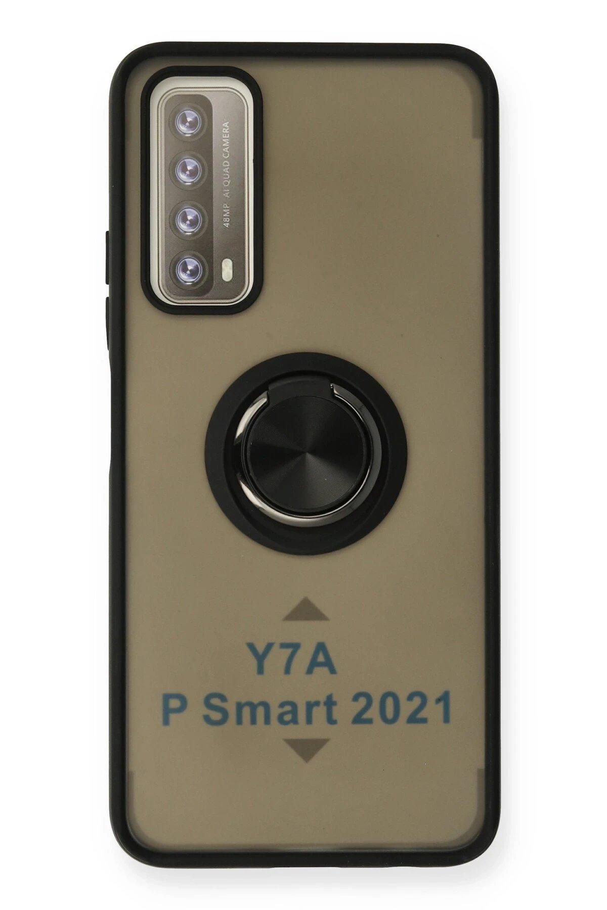 Huawei P Smart 2021 Kılıf Montreal Yüzüklü Silikon Kapak - Siyah-(5796)