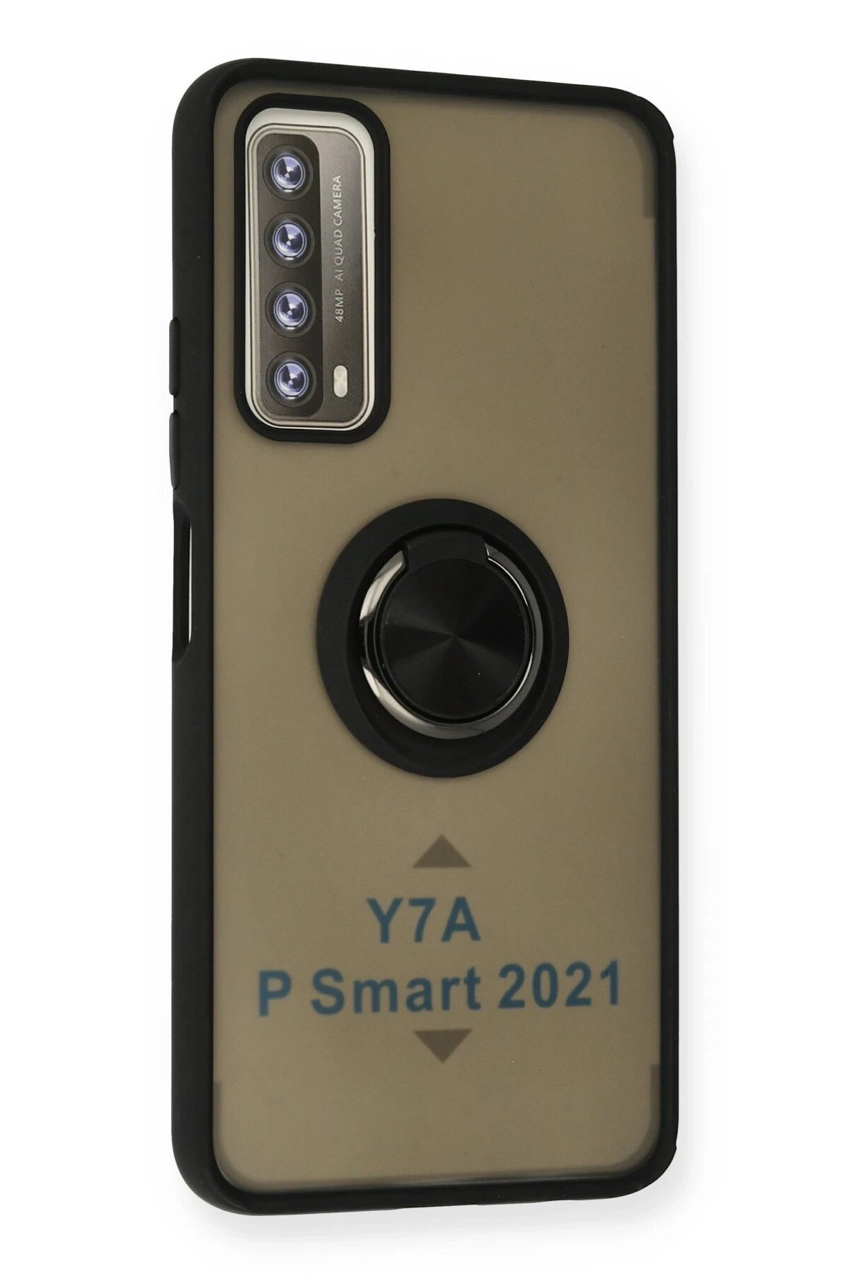 Huawei P Smart 2021 Kılıf Montreal Yüzüklü Silikon Kapak - Siyah-(5796) - Görsel 2