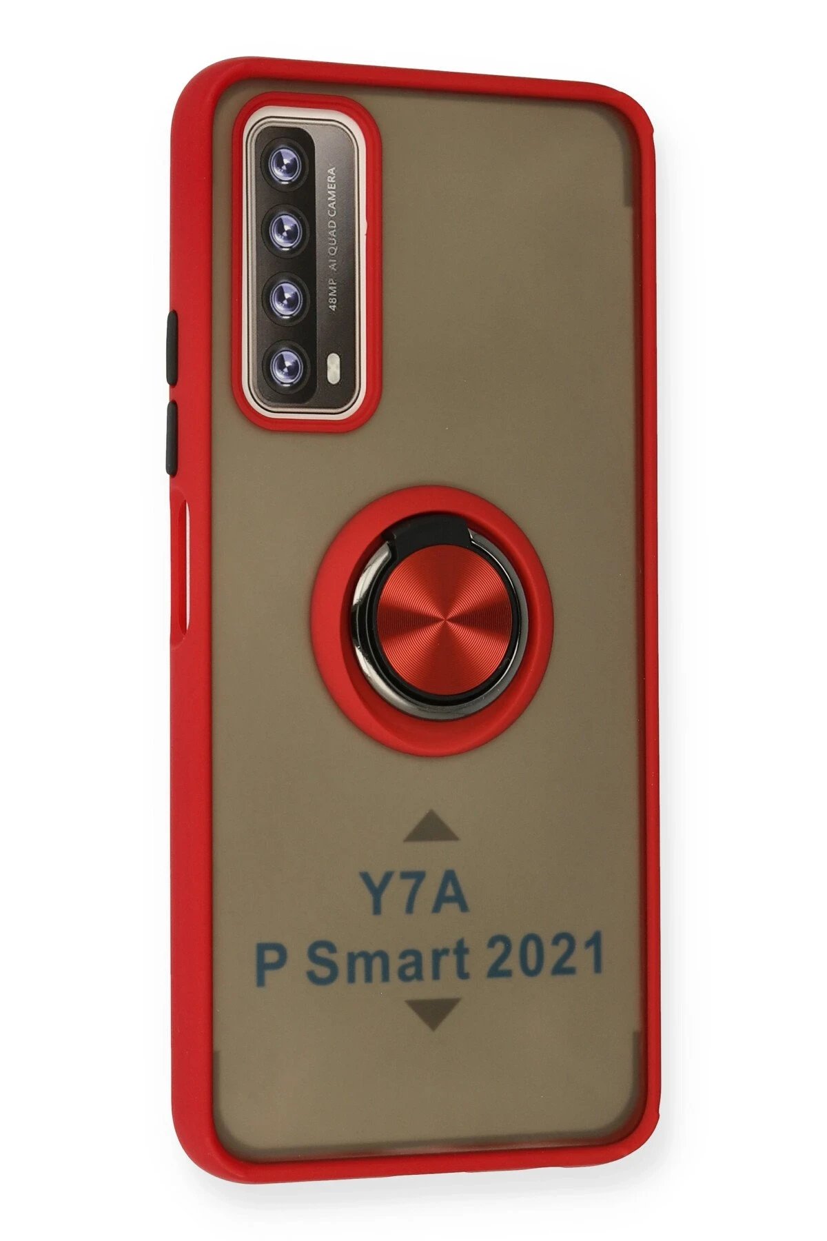 Huawei P Smart 2021 Kılıf Montreal Yüzüklü Silikon Kapak - Kırmızı-(5796) - Görsel 2