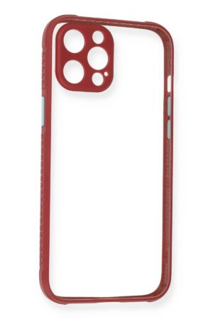 iPhone 12 Pro Kılıf Miami Şeffaf Silikon - Fuşya-(5796)