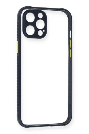 iPhone 12 Pro Kılıf Miami Şeffaf Silikon - Lacivert-(5796)