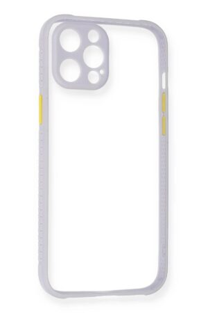 iPhone 12 Pro Kılıf Miami Şeffaf Silikon - Lila-(5796)
