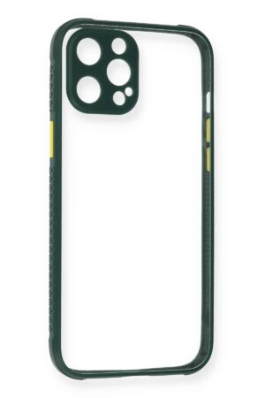 iPhone 12 Pro Kılıf Miami Şeffaf Silikon - Koyu Yeşil-(5796)