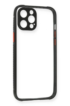 iPhone 12 Pro Kılıf Miami Şeffaf Silikon - Siyah-(5796)