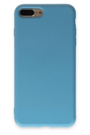 iPhone 7 Plus Kılıf Nano içi Kadife Silikon - Mavi-(5796)