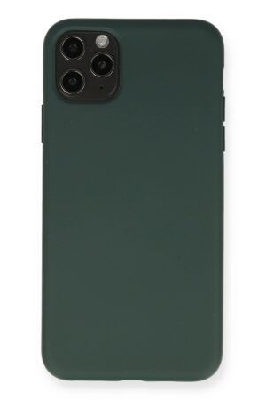 iPhone 11 Pro Max Kılıf Nano içi Kadife Silikon - Koyu Yeşil-(5796)
