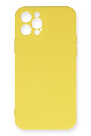 iPhone 12 Pro Max Kılıf Nano içi Kadife Silikon - Sarı-(5796)
