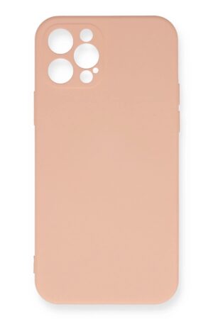 iPhone 12 Pro Max Kılıf Nano içi Kadife Silikon - Pudra-(5796)