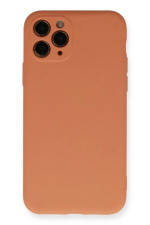 iPhone 11 Pro Kılıf Nano içi Kadife Silikon - Mat Turuncu-(5796)