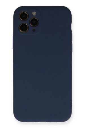 iPhone 11 Pro Kılıf Nano içi Kadife Silikon - Lacivert-(5796)