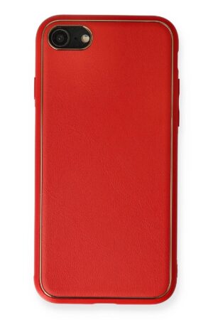 iPhone 7 Kılıf Coco Deri Silikon Kapak - Kırmızı-(5796)