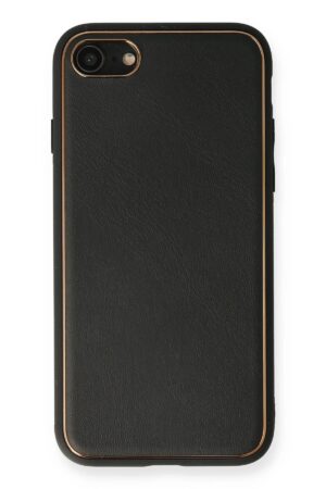 iPhone 7 Kılıf Coco Deri Silikon Kapak - Siyah-(5796)