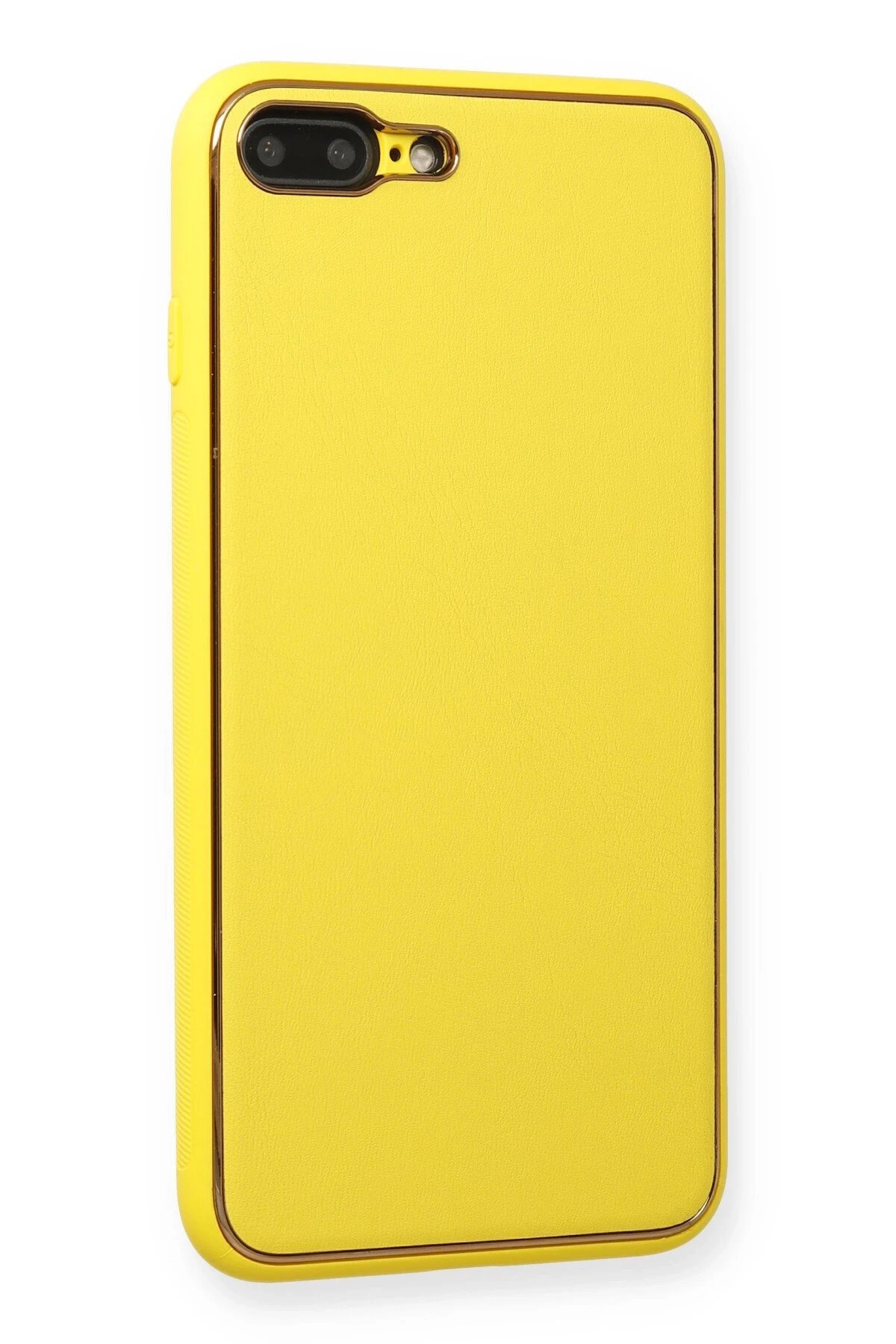 iPhone 7 Plus Kılıf Coco Deri Silikon Kapak - Sarı-(5796) - Görsel 2