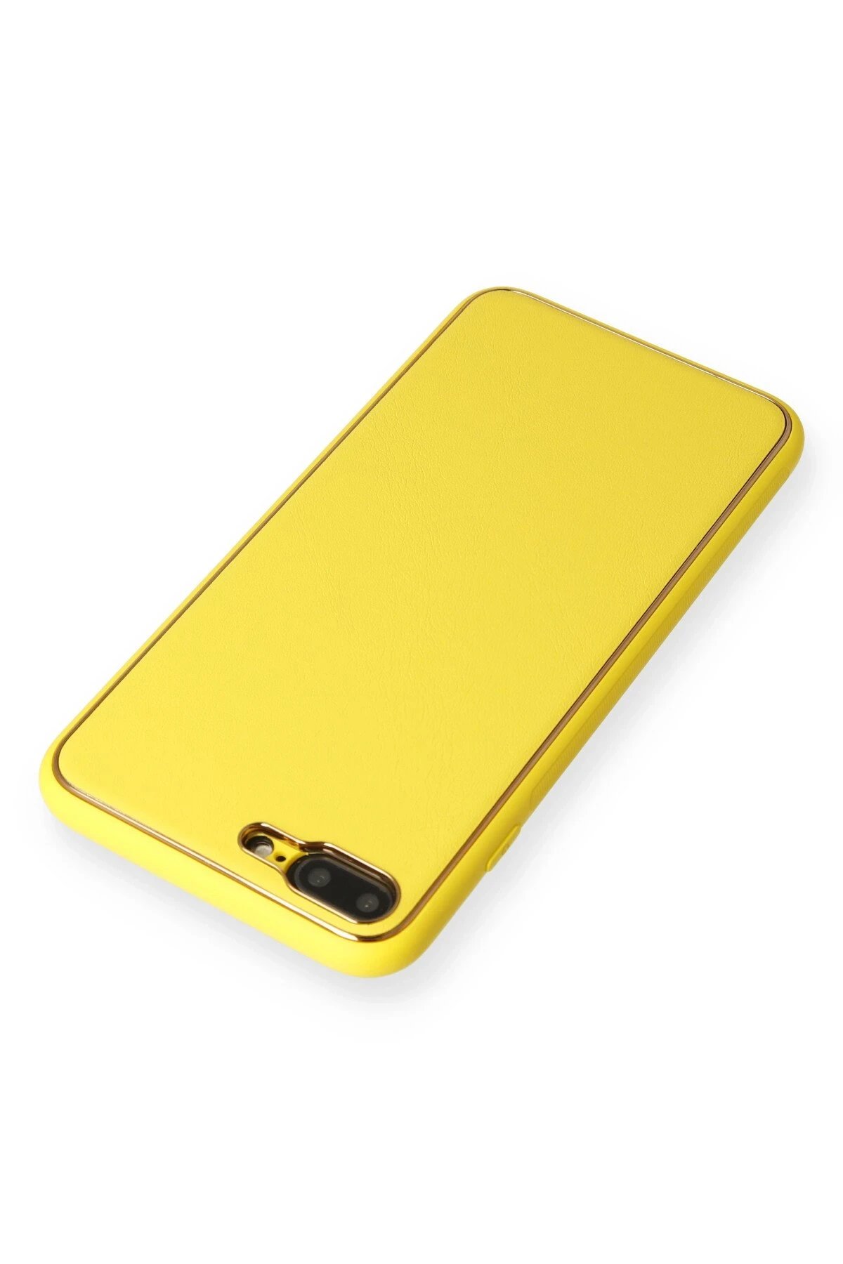 iPhone 7 Plus Kılıf Coco Deri Silikon Kapak - Sarı-(5796) - Görsel 3