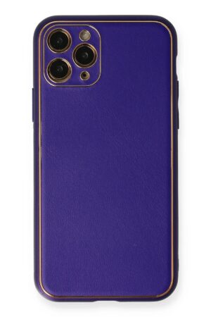 iPhone 11 Pro Kılıf Coco Deri Silikon Kapak - Mor-(5796)