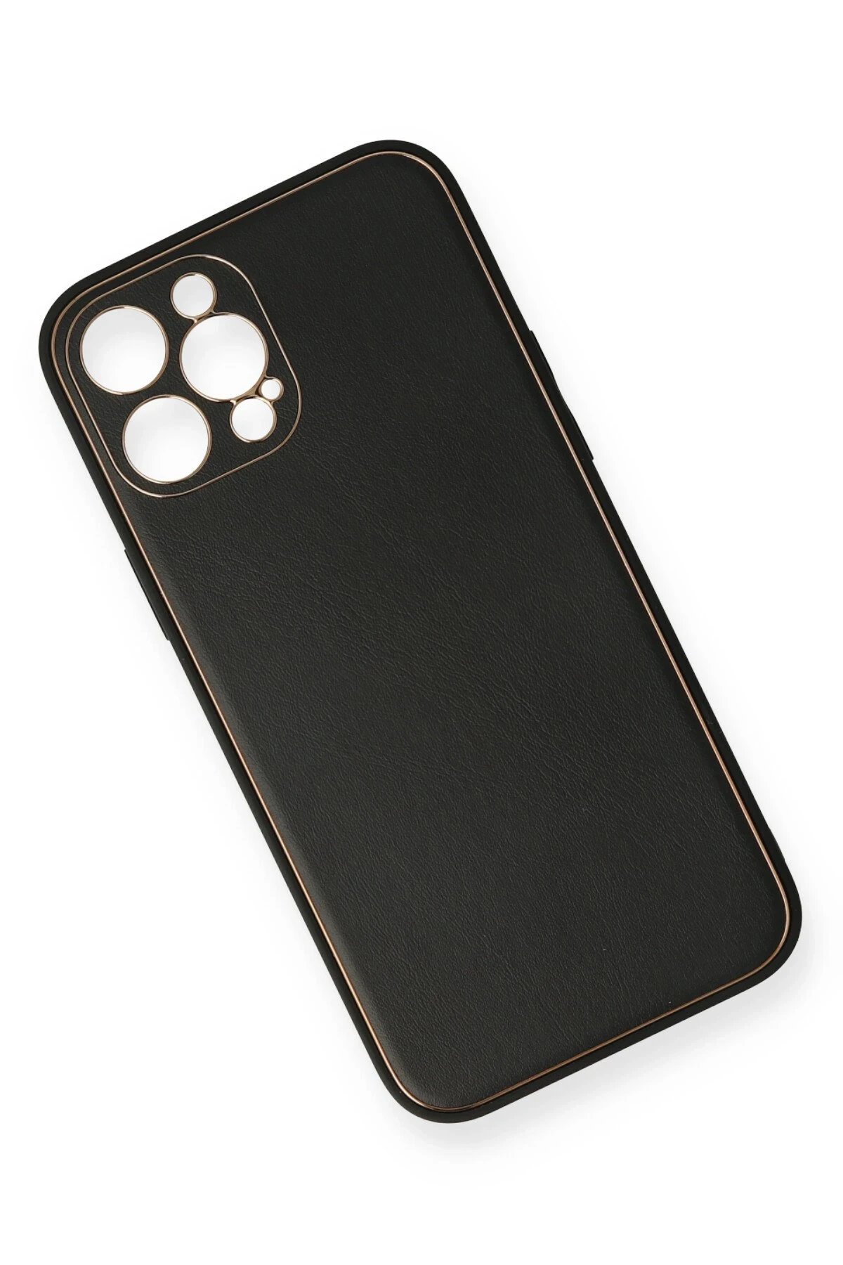 iPhone 12 Pro Kılıf Coco Deri Silikon Kapak - Siyah-(5796) - Görsel 2