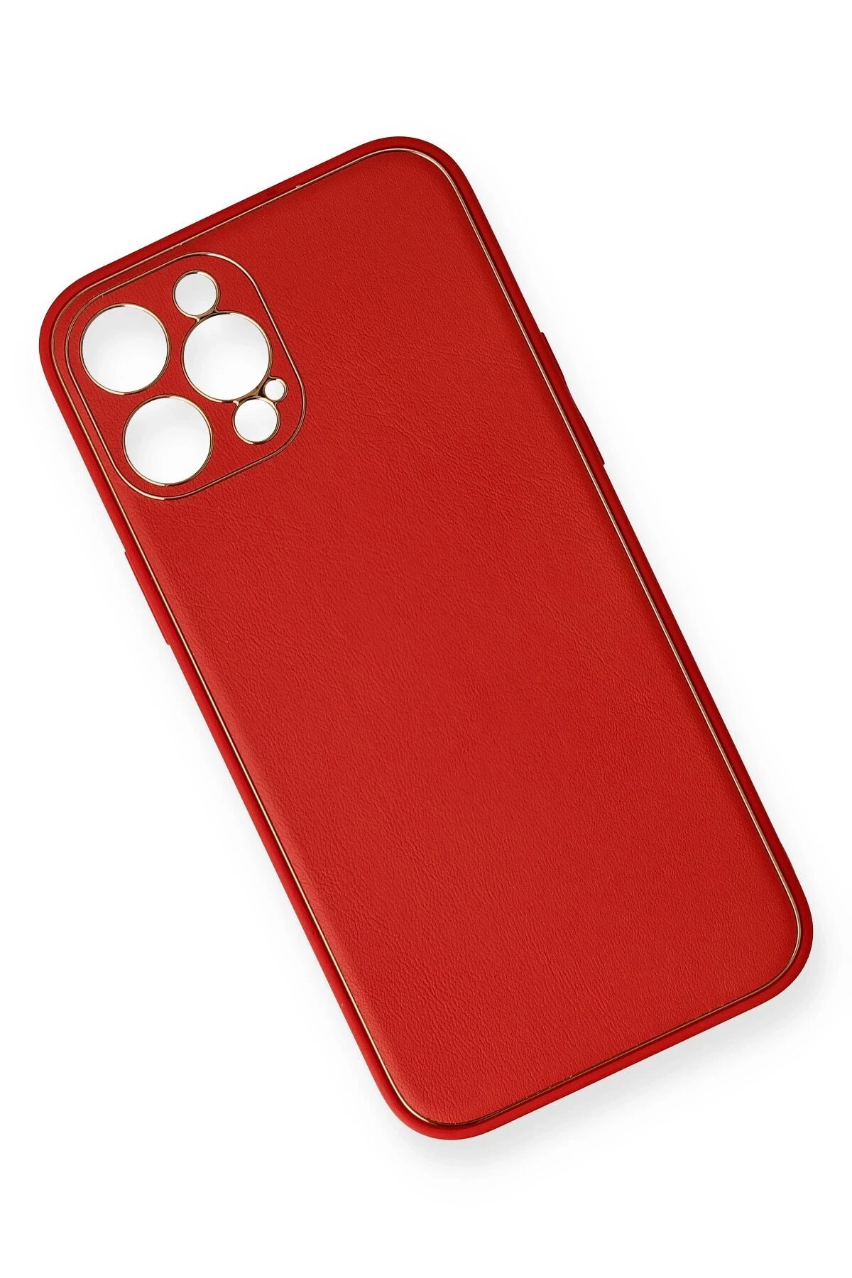 iPhone 12 Pro Max Kılıf Coco Deri Silikon Kapak - Kırmızı-(5796) - Görsel 2