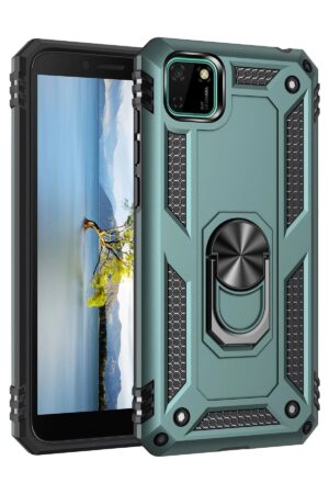 Huawei Y5P Kılıf Sofya Yüzüklü Silikon Kapak - Yeşil-(5796)