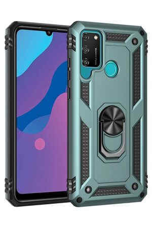 Huawei Y6P Kılıf Sofya Yüzüklü Silikon Kapak - Yeşil-(5796)