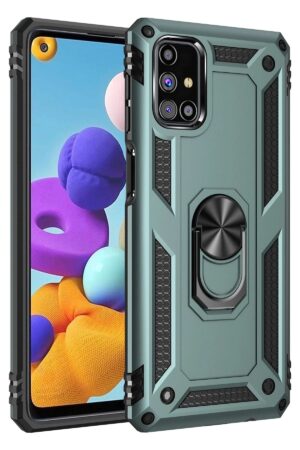 Samsung Galaxy M31S Kılıf Sofya Yüzüklü Silikon Kapak - Yeşil-(5796)