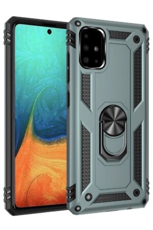 Samsung Galaxy A71 Kılıf Sofya Yüzüklü Silikon Kapak - Yeşil-(5796)