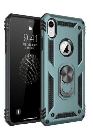 iPhone XR Kılıf Sofya Yüzüklü Silikon Kapak - Yeşil-(5796)