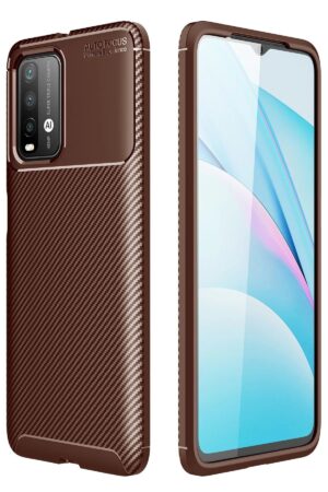 Xiaomi Redmi 9T Kılıf Auto Focus Karbon Kapak - Kahverengi-(5796)