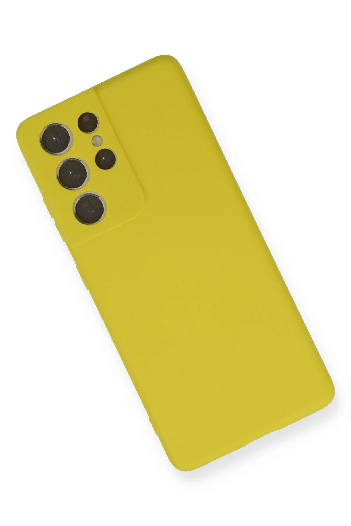 Samsung Galaxy S21 Ultra Kılıf Nano içi Kadife Silikon - Sarı-(5796) - Görsel 3