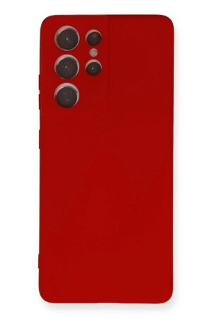 Samsung Galaxy S21 Ultra Kılıf Nano içi Kadife Silikon - Kırmızı-(5796)