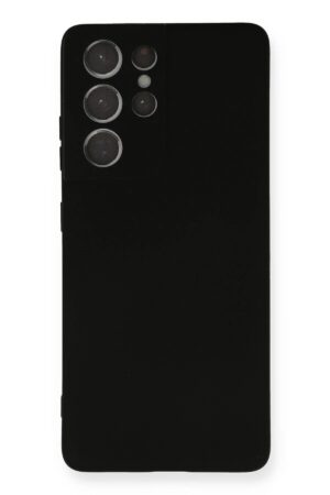 Samsung Galaxy S21 Ultra Kılıf Nano içi Kadife Silikon - Siyah-(5796)