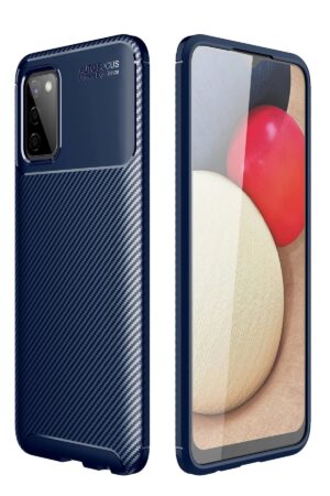 Samsung Galaxy A02S Kılıf Auto Focus Karbon Kapak - Lacivert-(5796)